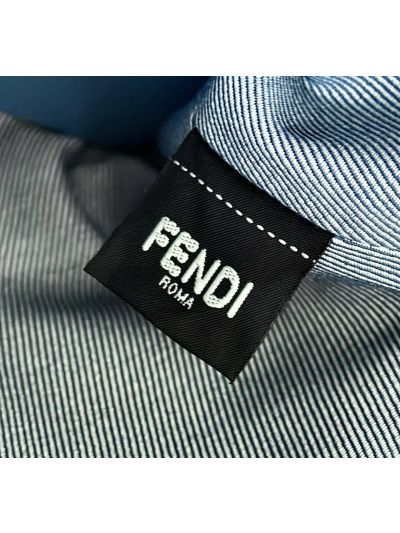 Fendi Large Boston Travel Bag Blue FF Jacquard Canvas A8665L Blue 2523638