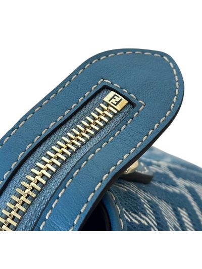 Fendi Large Boston Travel Bag Blue FF Jacquard Canvas A8665L Blue 2523638