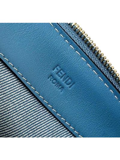 Fendi Large Boston Travel Bag Blue FF Jacquard Canvas A8665L Blue 2523638