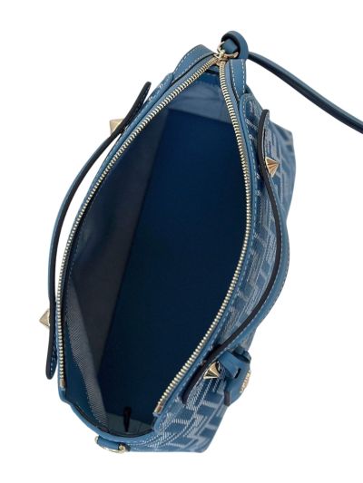 Fendi Large Boston Travel Bag Blue FF Jacquard Canvas A8665L Blue 2523638