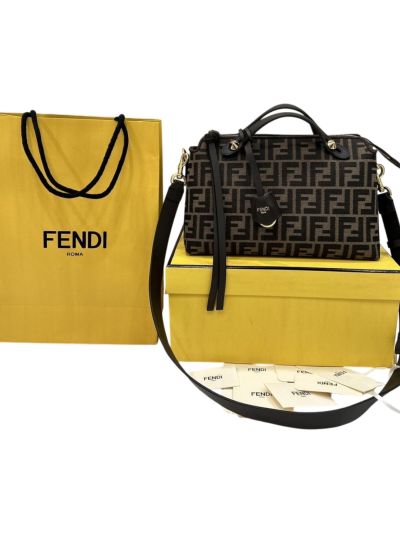Fendi Large Boston Travel Bag Brown FF Jacquard Canvas A8665L
