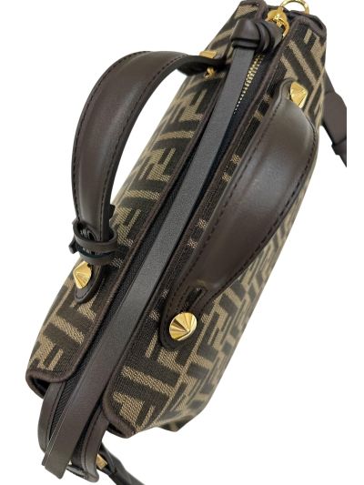 Fendi Large Boston Travel Bag Brown FF Jacquard Canvas A8665L Brown 2523765