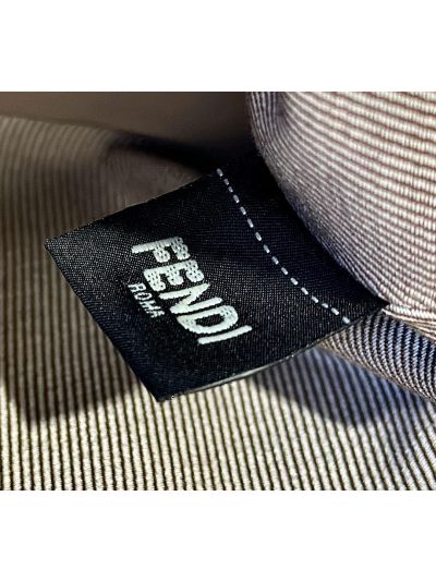 Fendi Large Boston Travel Bag Light Gray FF Jacquard Canvas A8665L Gray 2523629