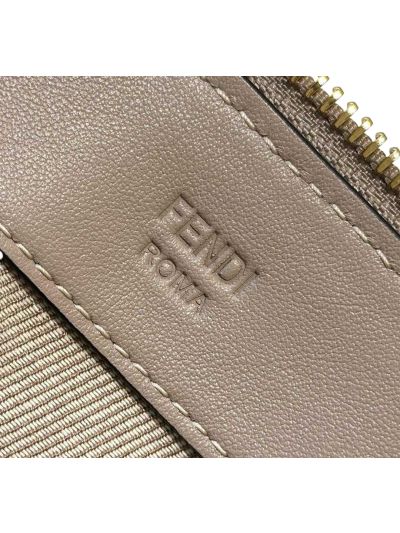 Fendi Large Boston Travel Bag Light Gray FF Jacquard Canvas A8665L Gray 2523629