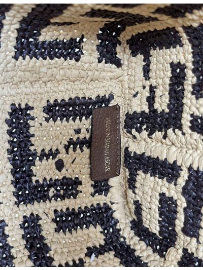 Fendi Large Roll Brown FF Raffia Crochet Shopper Bag with Pouch 8659L Brown 2523750