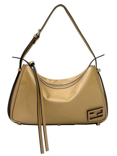 Fendi Large Simply Fendi Beige Calfskin Leather Shoulder Bag 8662AL
