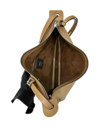 Fendi Large Simply Fendi Beige Calfskin Leather Shoulder Bag 8662AL Beige 2523760