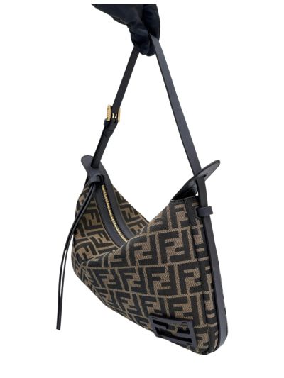 Fendi Large Simply Fendi Brown FF Jacquard Fabric Shoulder Bag A8662 Brown 2523769