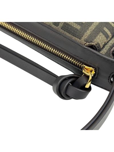 Fendi Large Simply Fendi Brown FF Jacquard Fabric Shoulder Bag A8662 Brown 2523769