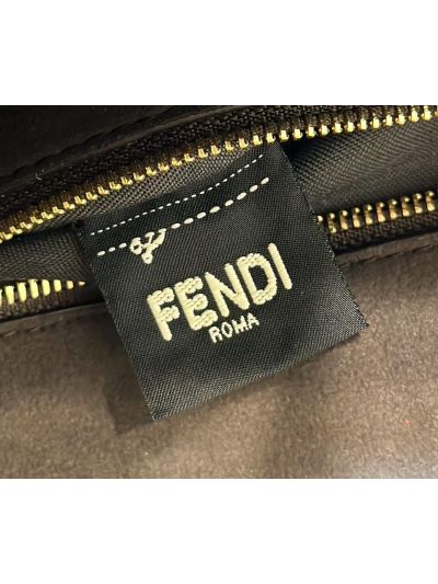 Fendi Large Simply Fendi Brown FF Jacquard Fabric Shoulder Bag A8662 Brown 2523769