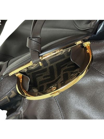 Fendi Large Spy Dark Brown Leather Tote Shoulder Bag 80888L Brown 2523564