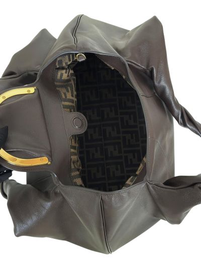 Fendi Large Spy Dark Brown Leather Tote Shoulder Bag 80888L Brown 2523564