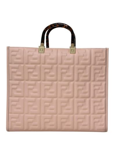 Fendi Light Pink FF Embossed Medium Sunshine Shopper Tote Bag A8597L