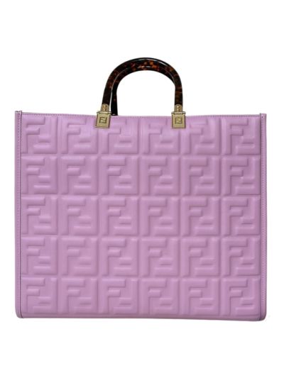 Fendi Light Purple FF Embossed Medium Sunshine Shopper Tote Bag A8597L