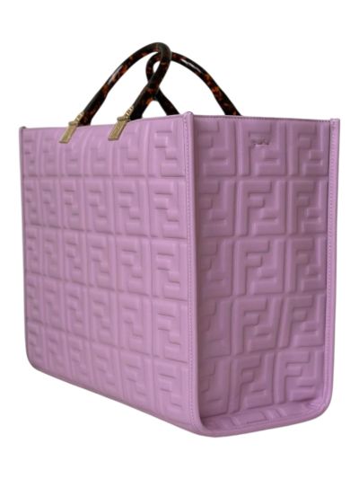 Fendi Light Purple FF Embossed Medium Sunshine Shopper Tote Bag A8597L Purple 2523580