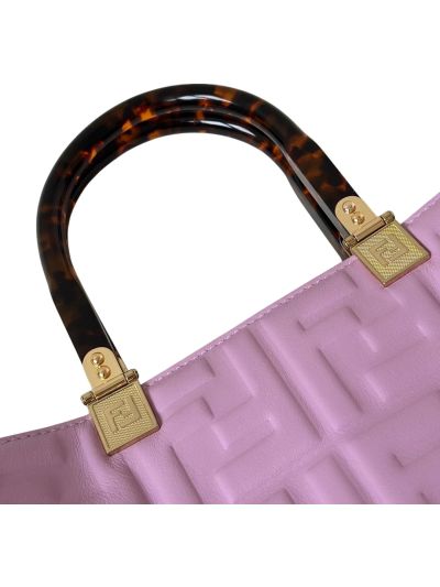 Fendi Light Purple FF Embossed Medium Sunshine Shopper Tote Bag A8597L Purple 2523580