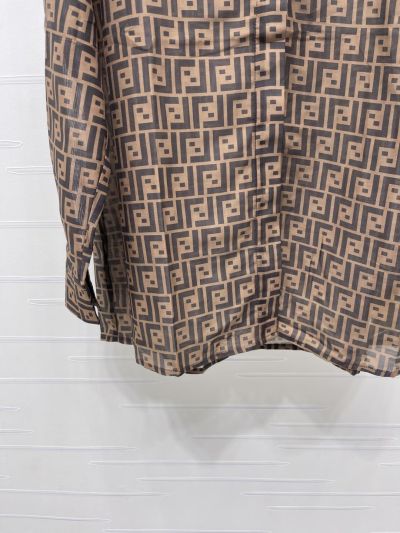 Fendi Long Sleeve Monogram Shirt in Brown and Beige