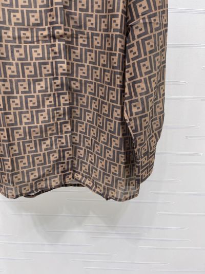 Fendi Long Sleeve Monogram Shirt in Brown and Beige