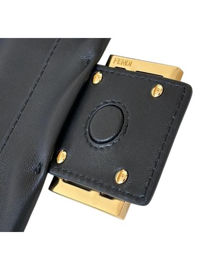 Fendi Mamma Baguette Large Shoulder Crossbody Bag Black Nappa Leather 8677L Black 2523533