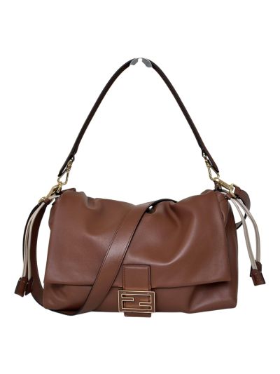 Fendi Mamma Baguette Large Shoulder Crossbody Bag Brown Nappa Leather 8677L Brown 2523593