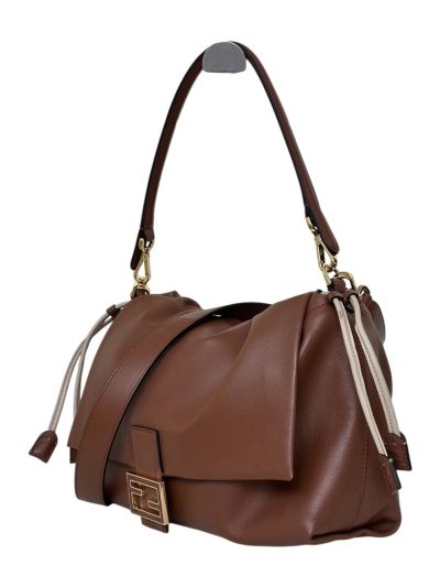 Fendi Mamma Baguette Large Shoulder Crossbody Bag Brown Nappa Leather 8677L Brown 2523593