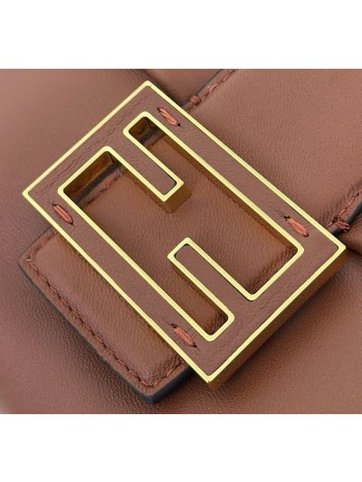 Fendi Mamma Baguette Large Shoulder Crossbody Bag Brown Nappa Leather 8677L Brown 2523593