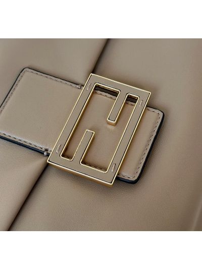 Fendi Mamma Baguette Large Shoulder Crossbody Bag Gray Nappa Leather 8677L Gray 2523591