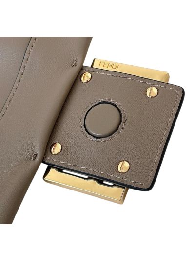 Fendi Mamma Baguette Large Shoulder Crossbody Bag Gray Nappa Leather 8677L Gray 2523591