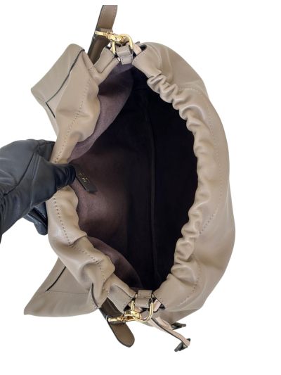 Fendi Mamma Baguette Large Shoulder Crossbody Bag Gray Nappa Leather 8677L Gray 2523591