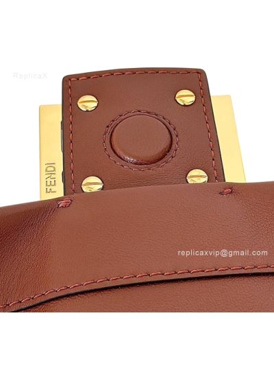 Fendi Mamma Baguette Medium Shoulder Crossbody Bag Brown Nappa Leather Brown 2523660