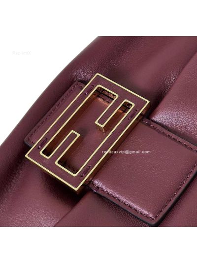 Fendi Mamma Baguette Medium Shoulder Crossbody Bag Burgundy Nappa Leather Burgundy 2523611
