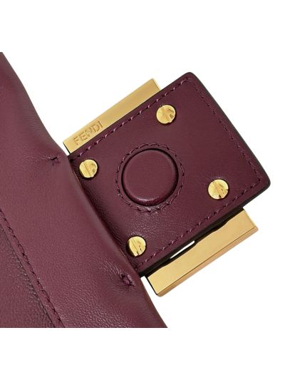Fendi Mamma Baguette Medium Shoulder Crossbody Bag Burgundy Nappa Leather Burgundy 2523611