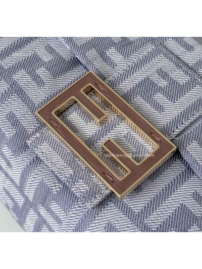 Fendi Mamma Baguette Medium Shoulder Crossbody Bag Denim Blue FF Fabric Blue 2523586
