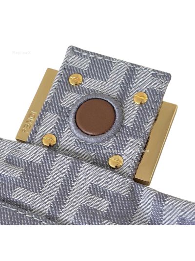 Fendi Mamma Baguette Medium Shoulder Crossbody Bag Denim Blue FF Fabric Blue 2523586