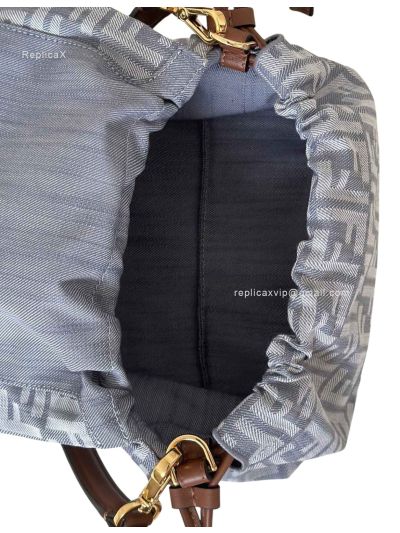 Fendi Mamma Baguette Medium Shoulder Crossbody Bag Denim Blue FF Fabric Blue 2523586