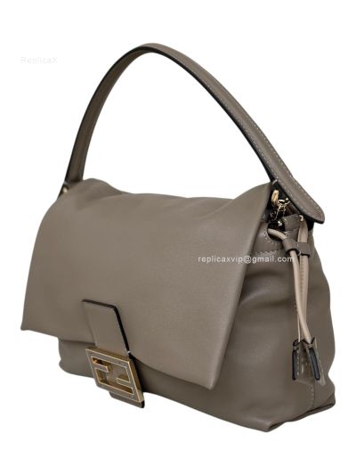 Fendi Mamma Baguette Medium Shoulder Crossbody Bag Dove Gray Nappa Leather Gray 2523674