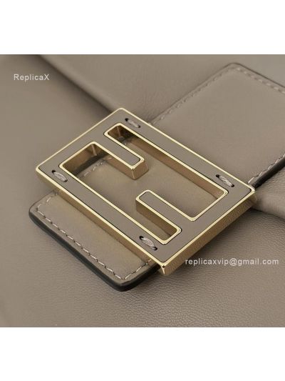 Fendi Mamma Baguette Medium Shoulder Crossbody Bag Dove Gray Nappa Leather Gray 2523674