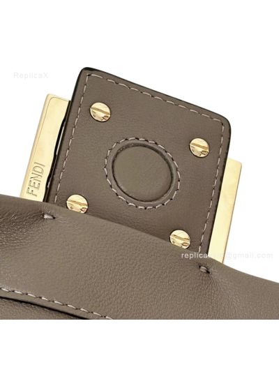 Fendi Mamma Baguette Medium Shoulder Crossbody Bag Dove Gray Nappa Leather Gray 2523674