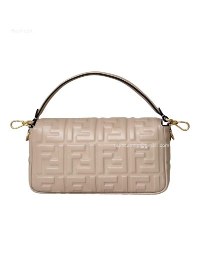 Fendi Medium Baguette Beige FF Nappa Leather Shoulder Crossbody Bag 0135AM Beige 2523600