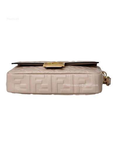 Fendi Medium Baguette Beige FF Nappa Leather Shoulder Crossbody Bag 0135AM Beige 2523600