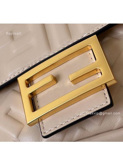 Fendi Medium Baguette Beige FF Nappa Leather Shoulder Crossbody Bag 0135AM Beige 2523600