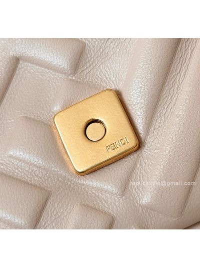 Fendi Medium Baguette Beige FF Nappa Leather Shoulder Crossbody Bag 0135AM Beige 2523600