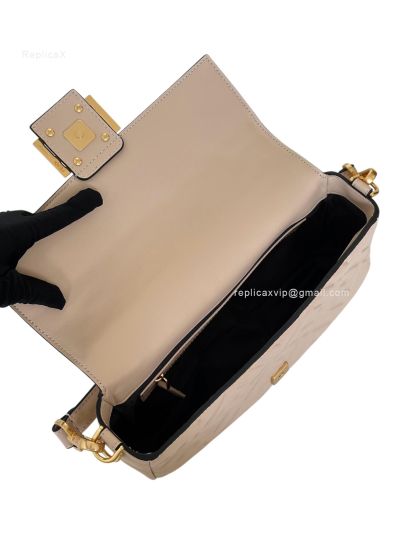 Fendi Medium Baguette Beige FF Nappa Leather Shoulder Crossbody Bag 0135AM Beige 2523600