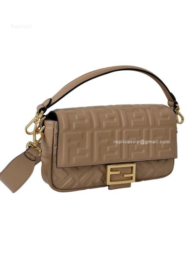Fendi Medium Baguette Beige FF Nappa Leather Shoulder Crossbody Bag 0191L Beige 2523518