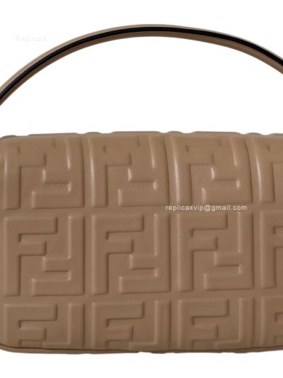 Fendi Medium Baguette Beige FF Nappa Leather Shoulder Crossbody Bag 0191L Beige 2523518