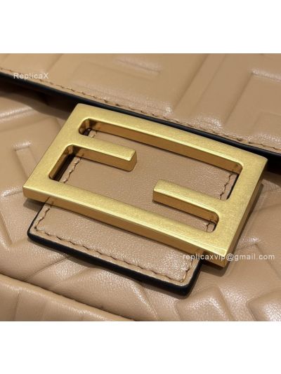 Fendi Medium Baguette Beige FF Nappa Leather Shoulder Crossbody Bag 0191L Beige 2523518
