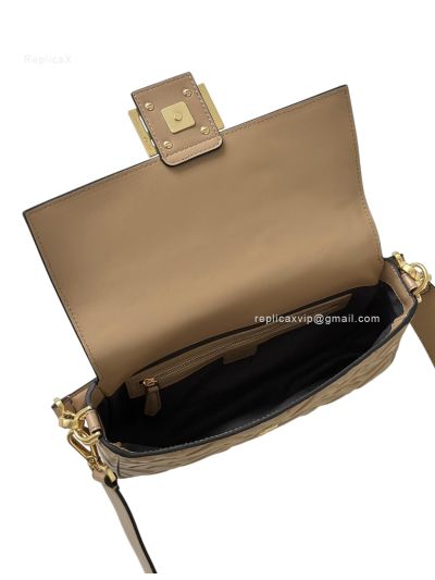 Fendi Medium Baguette Beige FF Nappa Leather Shoulder Crossbody Bag 0191L Beige 2523518