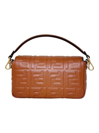 Fendi Medium Baguette Brown FF Nappa Leather Shoulder Crossbody Bag 0135AM Brown 2523601