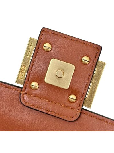 Fendi Medium Baguette Brown FF Nappa Leather Shoulder Crossbody Bag 0135AM Brown 2523601