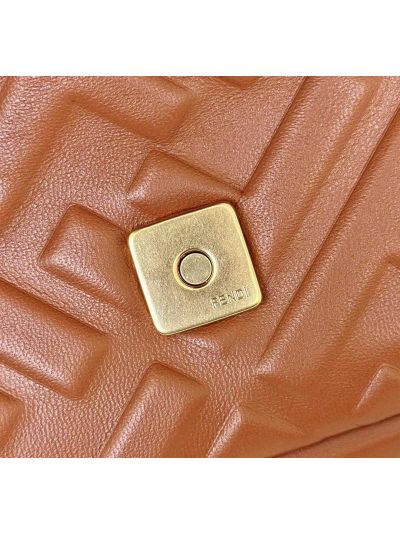 Fendi Medium Baguette Brown FF Nappa Leather Shoulder Crossbody Bag 0135AM Brown 2523601